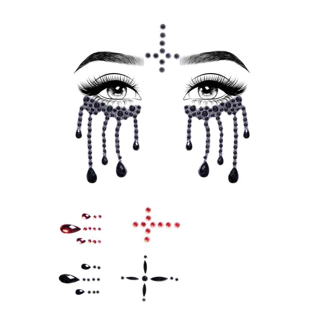 Leg Avenue - Possessed Face Jewel Diamond Sticker - Black/Red
